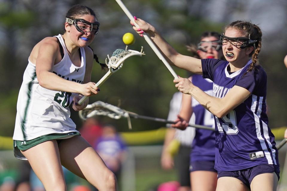 Chariho's Chaia Elwell competing on Monday on her home field.