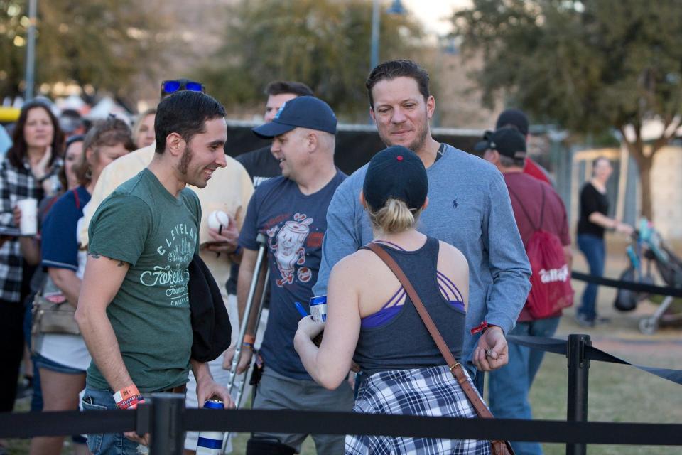 Jake Peavy meets with fans during the Innings Festival on March 2, 2019, at Tempe Beach Park.