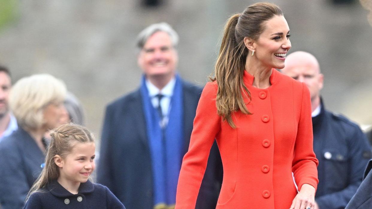 Kate Middleton and Princess Charlotte in Cardiff