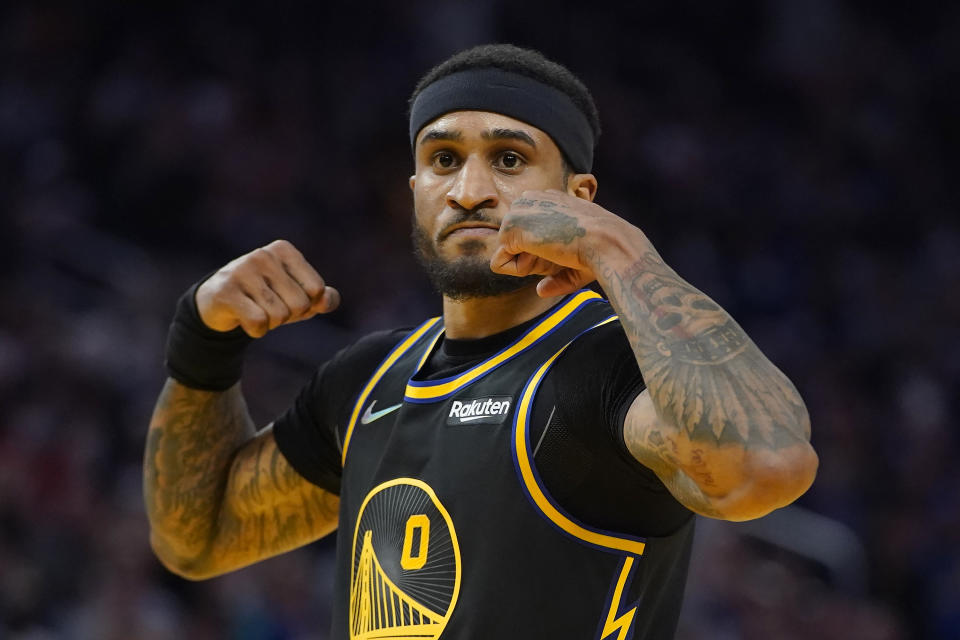 Gary Payton II will reunite with the Golden State Warriors despite concerns about his failed physical after Thursday's four-team trade. (AP Photo/Jeff Chiu)