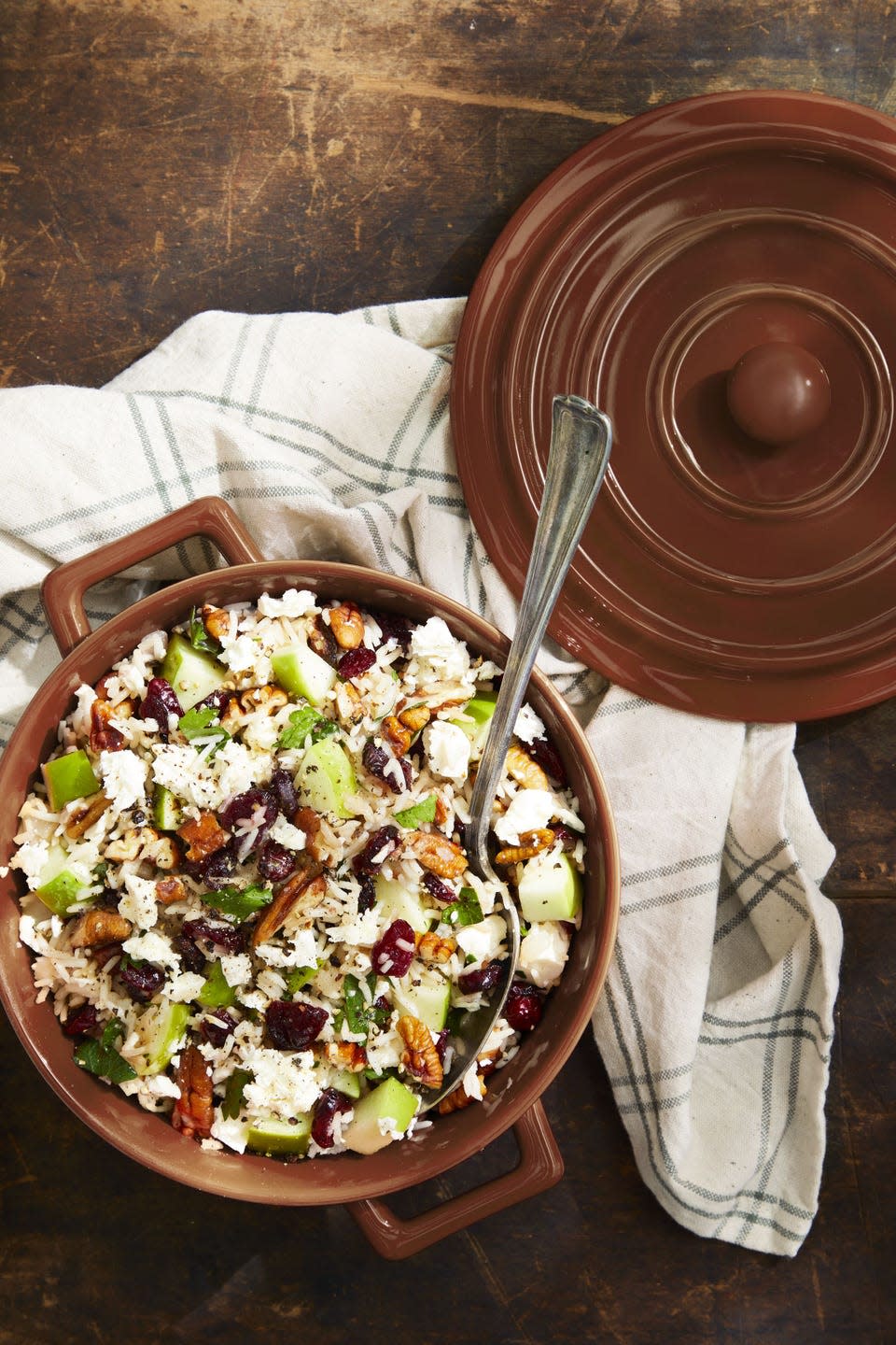 basmati rice with pecans, cranberries, apples, and feta