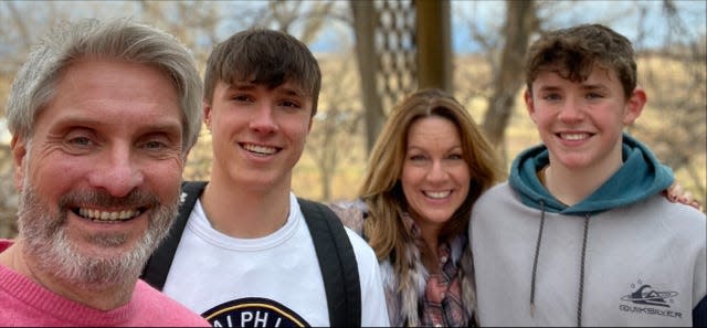 Barnaby Webber (second left) with his father David, mother Emma and brother Charlie (right) (Family Handout/PA Media)