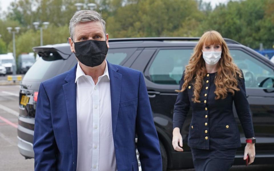 Labour Party leader Keir Starmer and deputy leader Angela Rayner arrive at engineering firm Ricardo in Shoreham-by-Sea, West Sussex, ahead of the Labour Party conference (Stefan Rousseau/PA) (PA Wire)