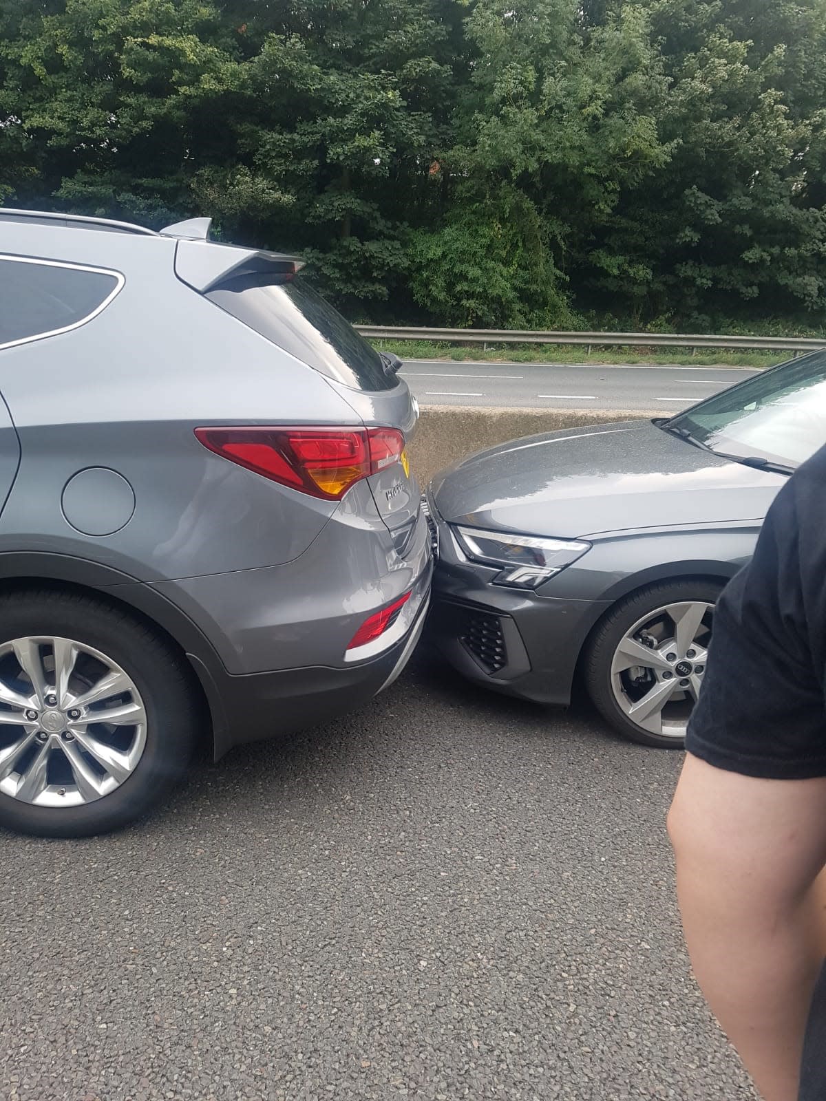 The two cars bumped together before stopping (John Barlow/PA)