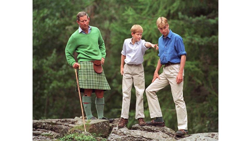 AUGUST 16:  Prince Charles With Prince  William And Prince Harry Visit Glen Muick On The Balmoral Castle Estate