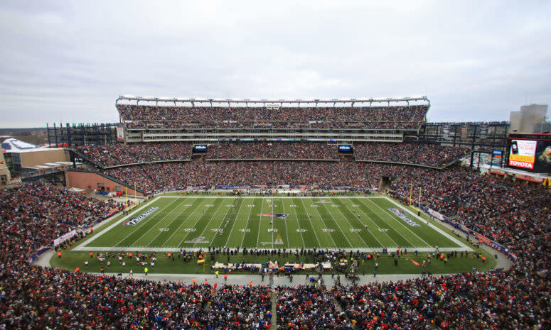 A general view of Gillette Stadium during a Patriots game.