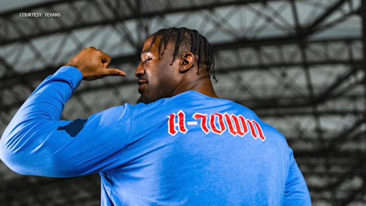 Light blue H-Town shirts available at the team store. : r/Texans