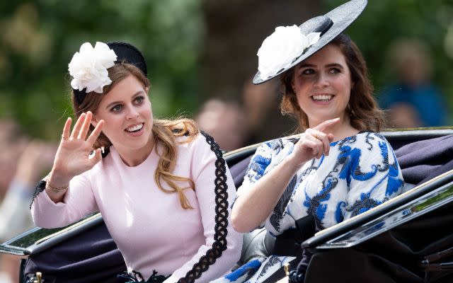 Princess Eugenie and Princess Beatrice. Photo by Mark Cuthbert/UK Press via Getty Images.