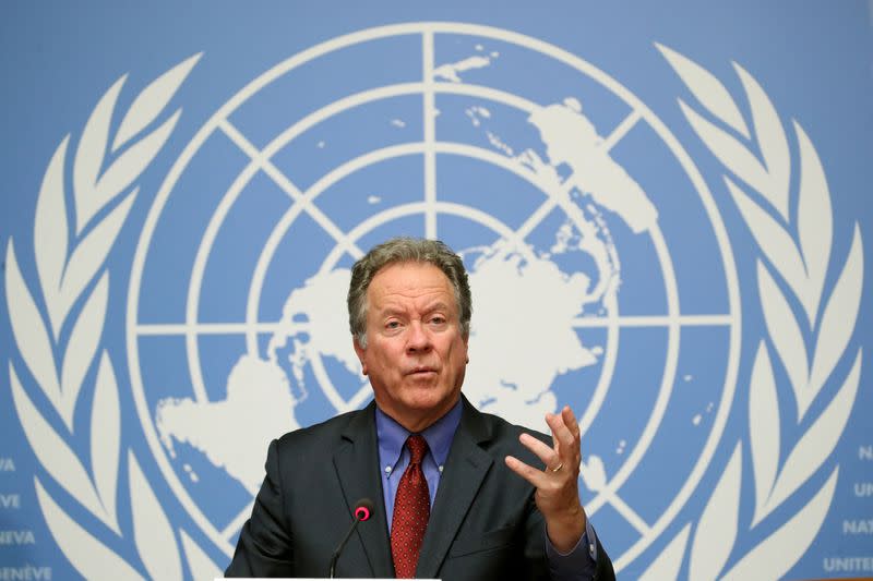 FILE PHOTO: WFP Executive director Beasley attends a news conference in Geneva