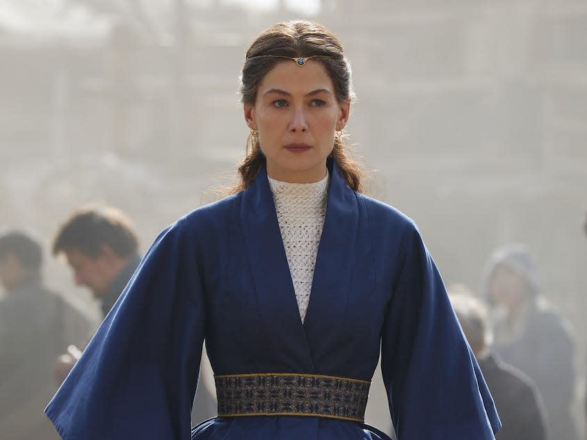 Rosamund Pike as Aes Sedai Moiraine Damodred in "The Wheel of Time" season two.