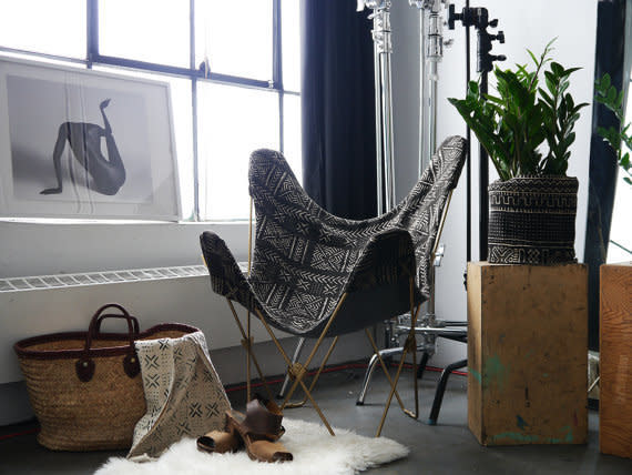 This&nbsp;safari-inspired butterfly chair&nbsp;is the perfect addition to any living room. You can even swap out the covers! They fit any standard butterfly chair. Get it on <a href="https://www.etsy.com/listing/256889070/mudcloth-butterfly-chair-cover-and-frame" target="_blank">Etsy</a>.