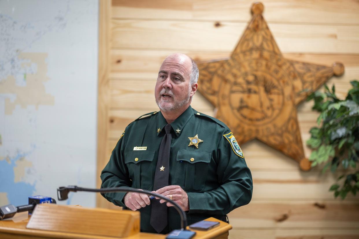 Bay County Sheriff Tommy Ford at Wednesday's press conference.