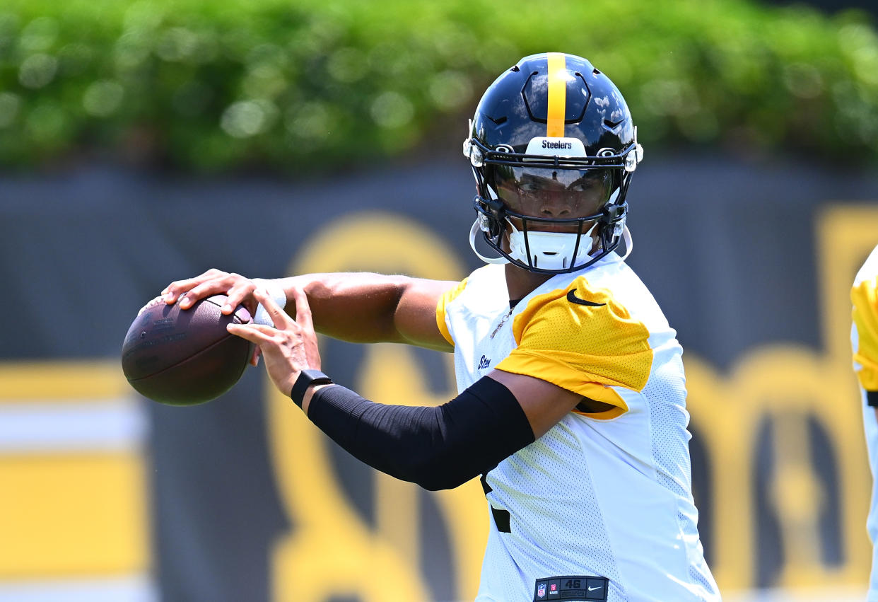 Justin Fields of the Pittsburgh Steelers will start the preseason opener. (Photo by Joe Sargent/Getty Images)