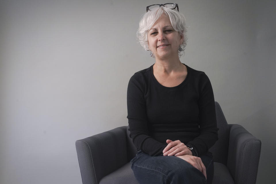 Author Kate DiCamillo poses for a portrait before an interview in New York on Thursday, Jan. 18, 2024. (AP Photo/Bebeto Matthews)