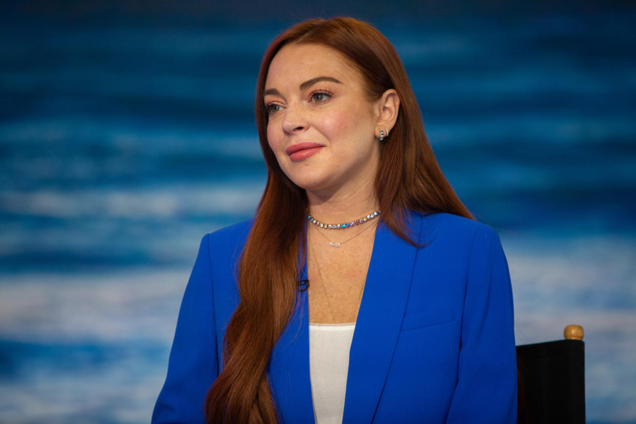 Actress Lindsay Lohan shared a photo of herself smiling at her new husband, Bader Shammas. (Photo: Nathan Congleton/NBC/NBCU Photo Bank via Getty Images)