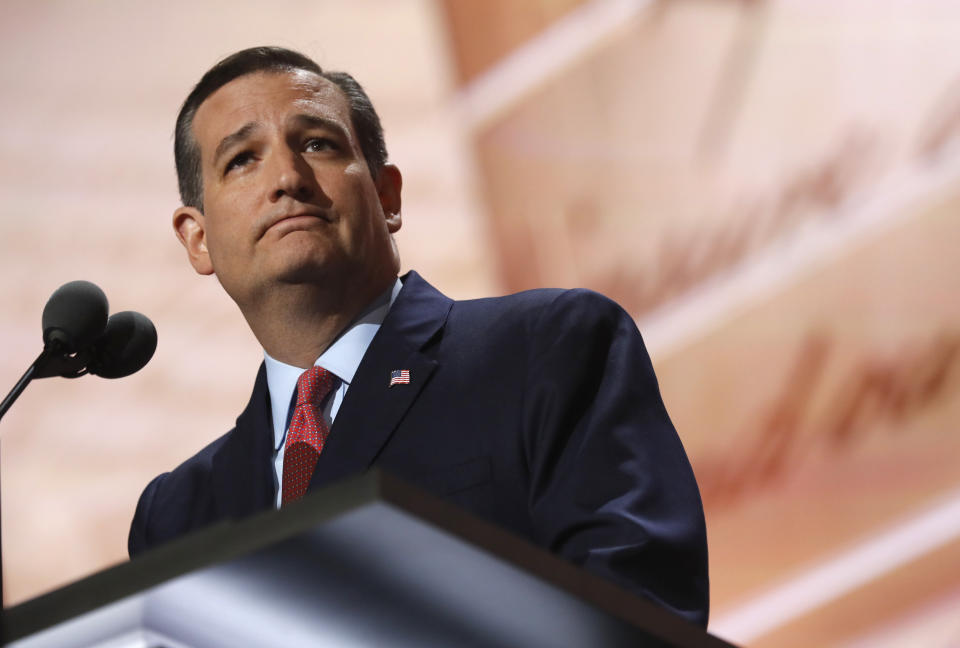 Sen. Ted Cruz (R-Texas) has not said explicitly that he would not vote for Trump. But in a speech at the GOP convention in Cleveland last month, Cruz urged delegates to vote their conscience &ldquo;up and down the ticket,&rdquo; signaling his opposition to the nominee. (REUTERS/Jonathan Ernst)