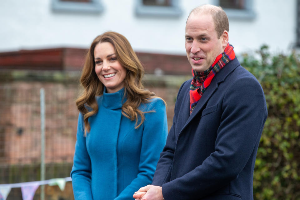 Britain's Prince William, Duke of Cambridge (R) and Britain's Catherine, Duchess of Cambridge