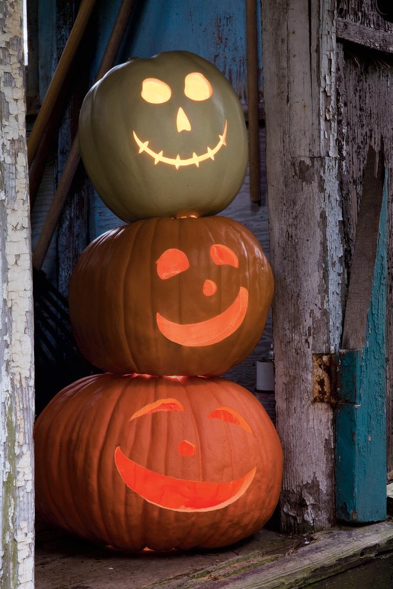 <p>A graduated tower of pumpkins, from big and squat to small, makes a dramatic display of smiles. Carving holes in the tops of the respective pumpkins allows light to pass up through from the base. The lanterns themselves are an easy matter of removing nose, eyes, and mouths.</p><p><strong><em><a href="https://www.womansday.com/home/crafts-projects/a28636976/jack-stack-stencils/" rel="nofollow noopener" target="_blank" data-ylk="slk:Get the Jack Stack stencils.;elm:context_link;itc:0;sec:content-canvas" class="link ">Get the Jack Stack stencils.</a></em></strong></p>