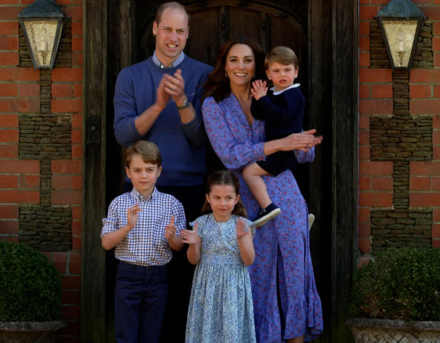 Prince William, Kate Middleton, Prince George, Princess Charlotte and Prince Louis clapping