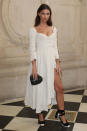 <p><strong>26 September </strong>Emily Ratajkowski opted for a pretty white dress and ankle-tie heels. </p>