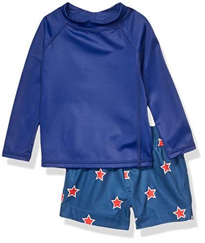 8) Amazon Essentials Infant Long-Sleeve Rashguard and Trunk Swimsuit