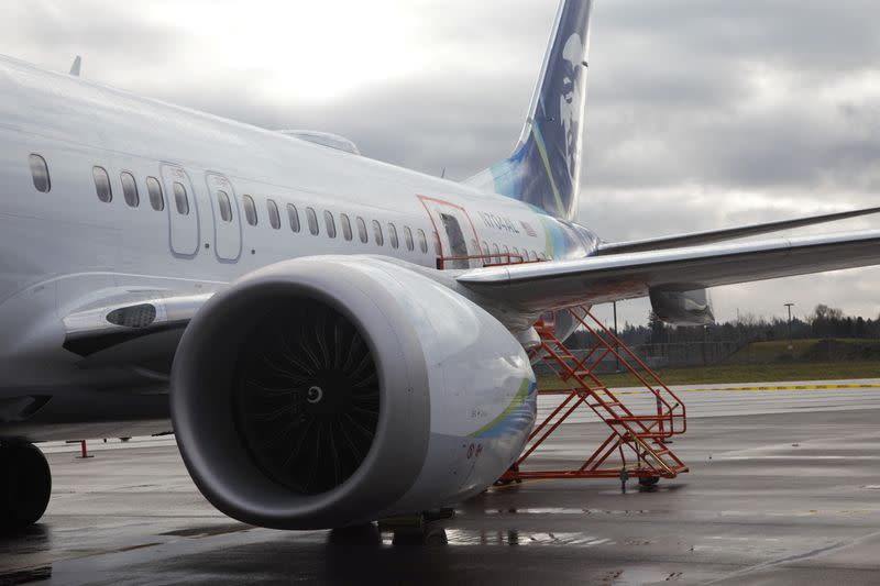 The fuselage plug area of Alaska Airlines Flight 1282 Boeing 737-9 MAX