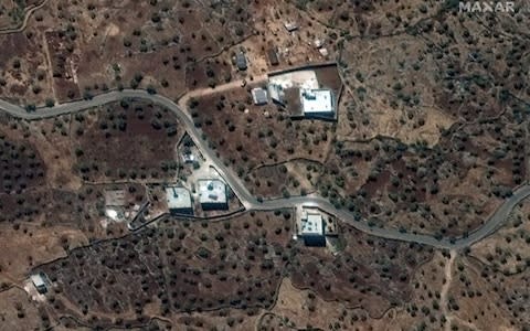  A satellite image taken 28 September 2019 of the reported residence of the former ISIS leader, Abu Bakr al-Baghdadi in northwestern Syria near the village of Barisha - Credit: Rex