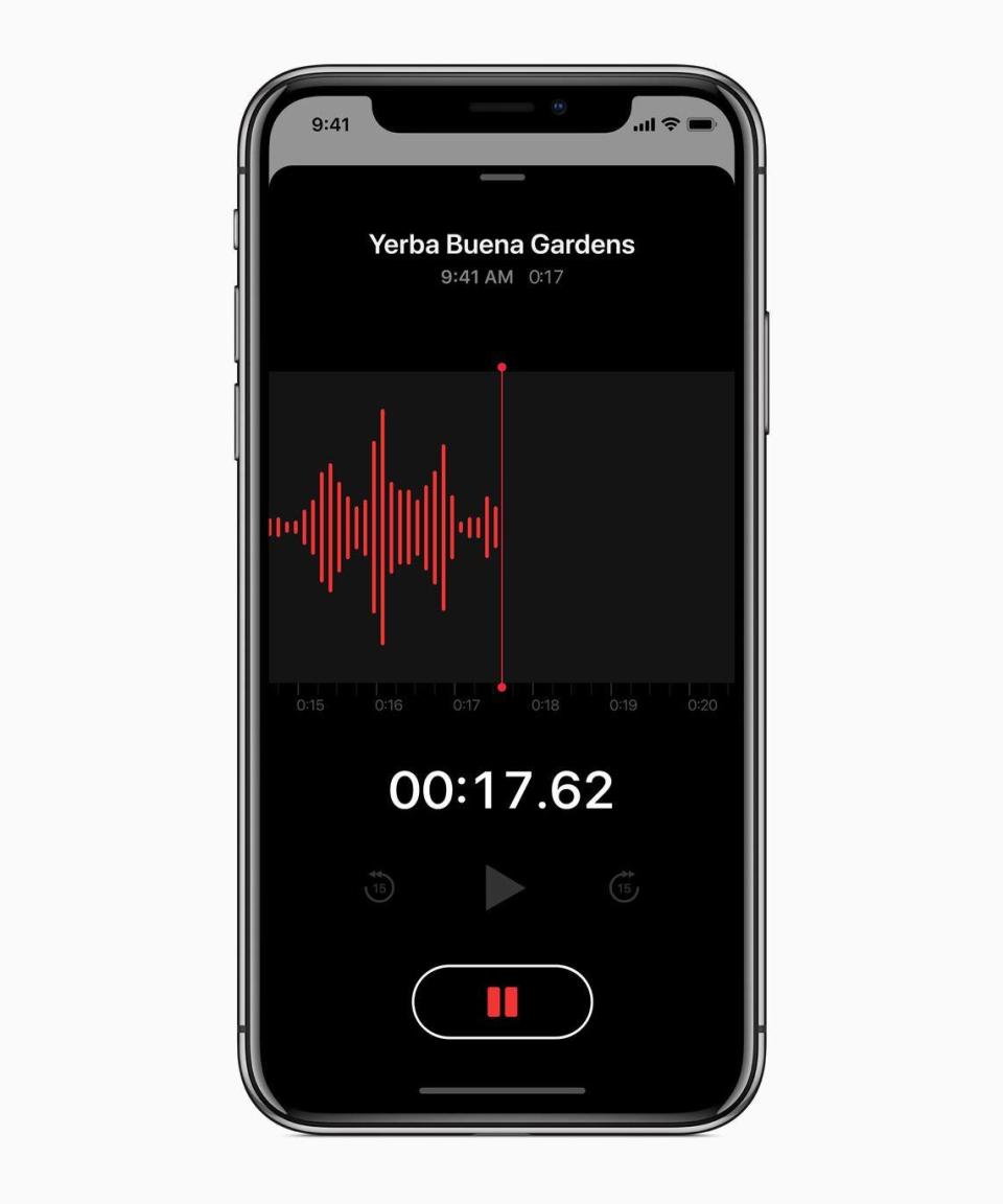 The updated Voice Memos app on iOS 12 has an improved interface (Apple)