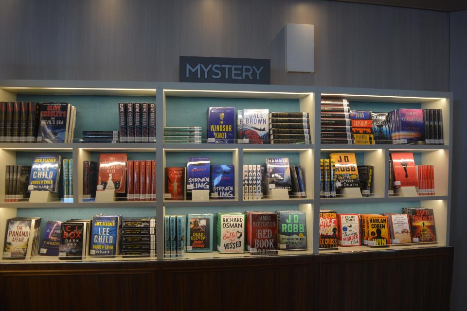 Mystery book display on a cruise ship