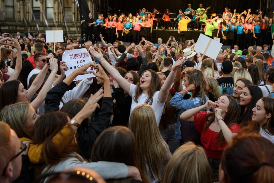 People came together to sing four songs in memory of the Manchester Arena bombing victims (Getty Images)