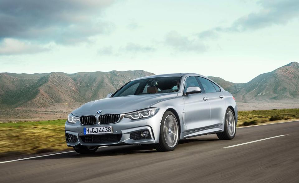 <p>The Gran Coupe is a handsome four-door based on the 3-series sedan, with the added practicality of a hatchback and a folding rear seat. Power comes from your choice of two turbocharged engines: either a 248-hp 2.0-liter inline-four or a 320-hp 3.0-liter inline-six, both teamed with an eight-speed automatic and rear-wheel drive. All-wheel drive is optional. The interior is comfortable. Steering is overly light; the engine is peppy but challenged by the Gran Coupe’s beefy curb weight. <a rel="nofollow noopener" href="https://www.caranddriver.com/bmw/4-series-gran-coupe" target="_blank" data-ylk="slk:READ MORE ››;elm:context_link;itc:0;sec:content-canvas" class="link ">READ MORE ››</a></p>