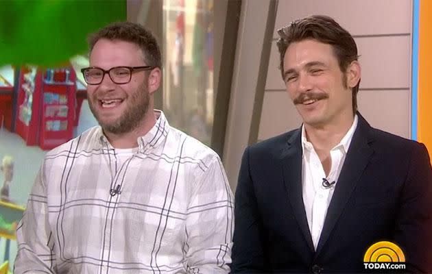 Seth Rogen and James Franco have been friends since they met on the set of the 1999 teen drama <i>Freaks and Geeks</i>. Source: NBC