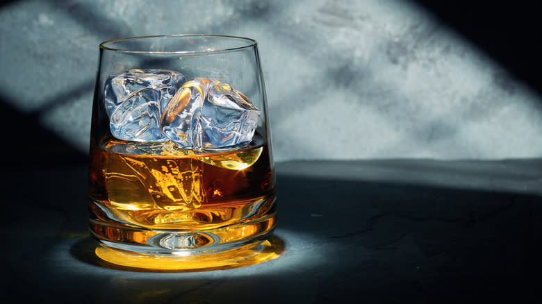 whiskey in glass closeup