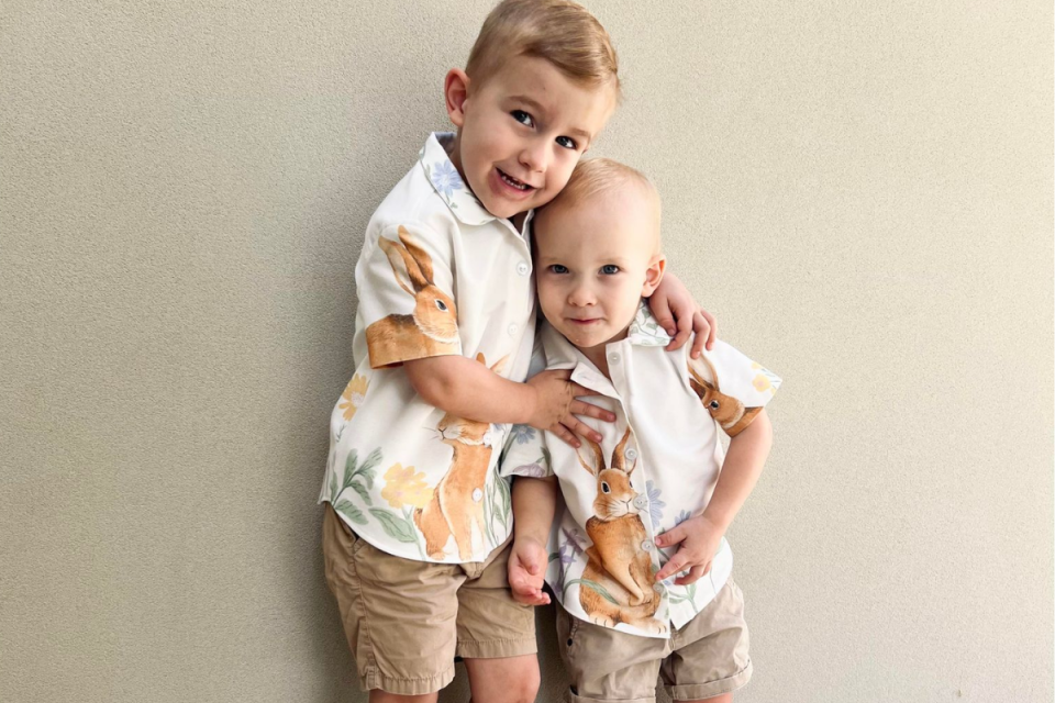 The mum whipped up these gorgeous Easter shirts for her boys. Photo: Supplied
