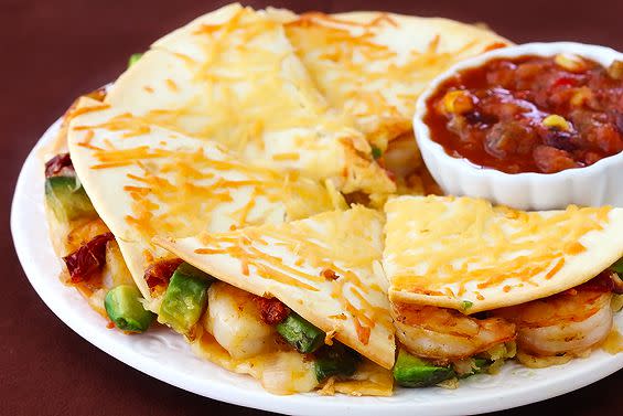 Parmesan-Crusted Shrimp Quesadillas