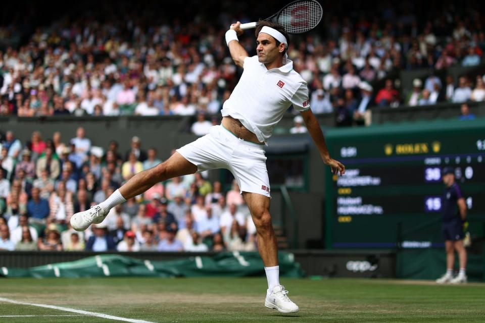 Roger Federer wearing prototype of THE ROGER Pro during Wimbledon 2021  (Getty Images)