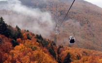 <p>A ropeway glides through a scenic forest in Uludag, Turkey.</p>