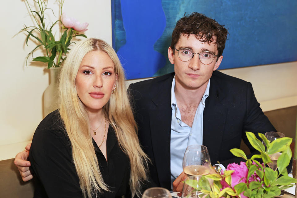 <p>New parents Ellie Goulding and Caspar Jopling attend a private dinner event to celebrate artist Lily Lewis' new collection, "Safe Places," at Carriage Hall in London on June 17.</p>