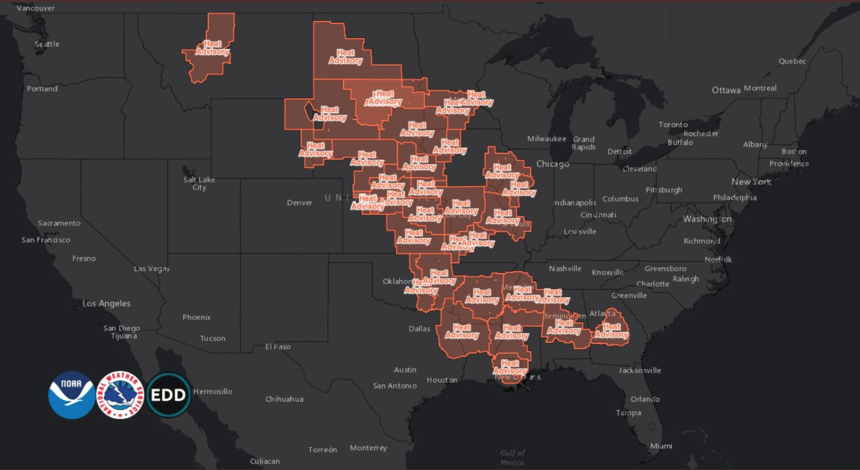 The National Weather Service have issued a heat warning for 17 states (NWS)