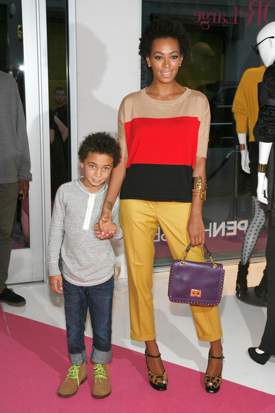 NEW YORK, NY - AUGUST 17:  Solange Knowles and her son Daniel Julez Smith, Jr. attend the INC International Concepts annoucement at Open House Gallery on August 17, 2011 in New York City.  (Photo by Andy Kropa/Getty Images)