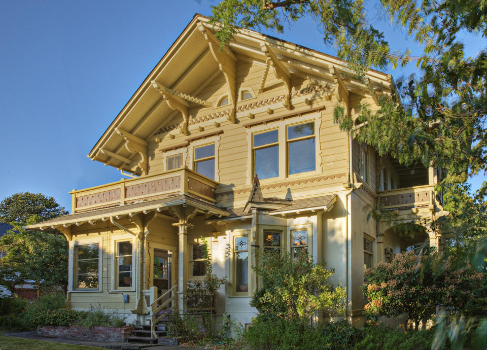 The exterior of a two-story house