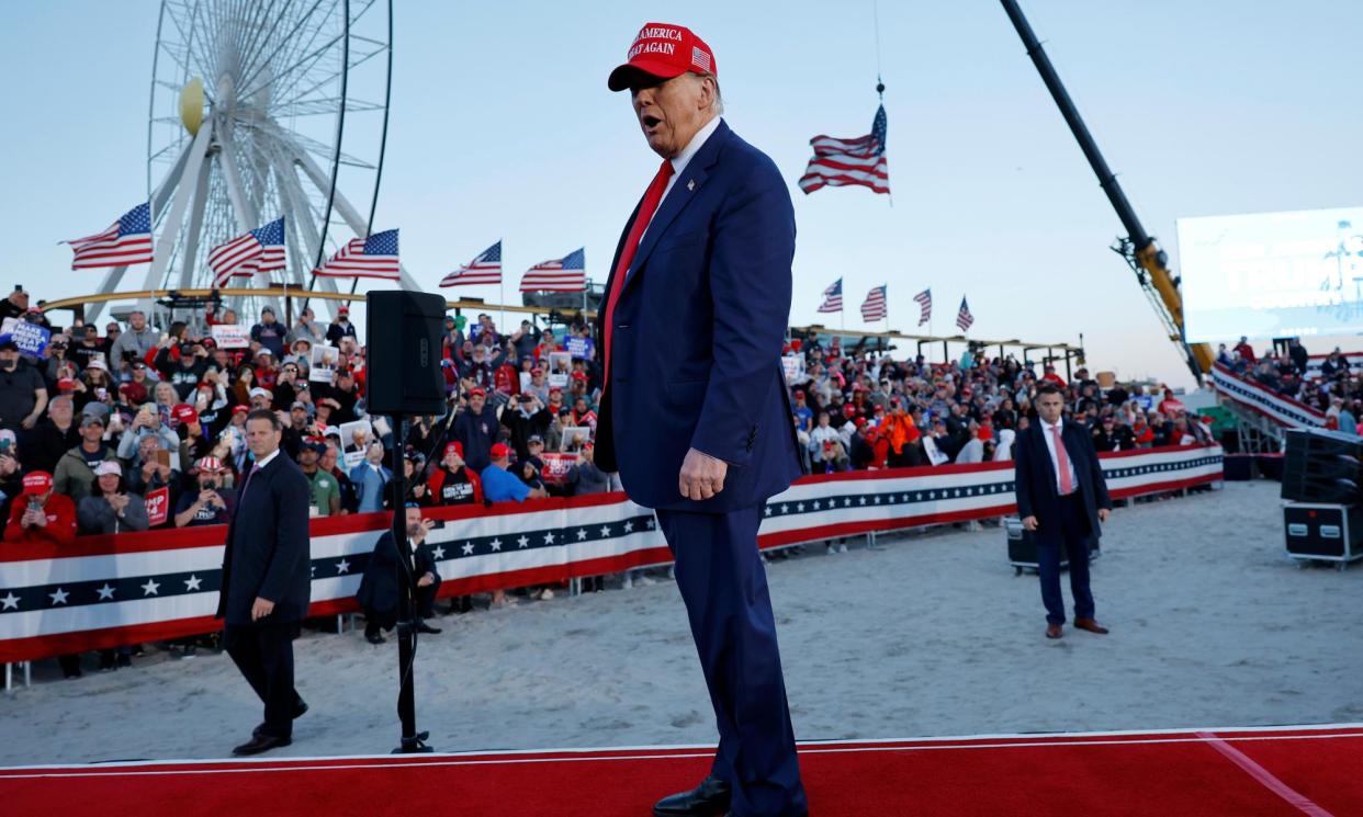 <span>Donald Trump at a campaign rally in Wildwood, New Jersey, over the weekend.</span><span>Photograph: Michael M Santiago/Getty Images</span>