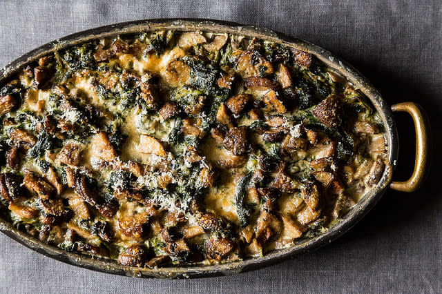 Spinach, Mushrooms, and Cream for Dinner