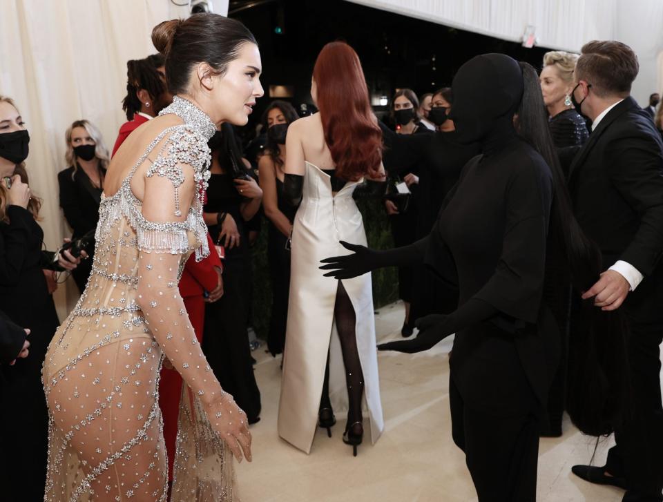 Kendall Jenner and Kim Kardashian West attend The 2021 Met Gala Celebrating In America: A Lexicon Of Fashion