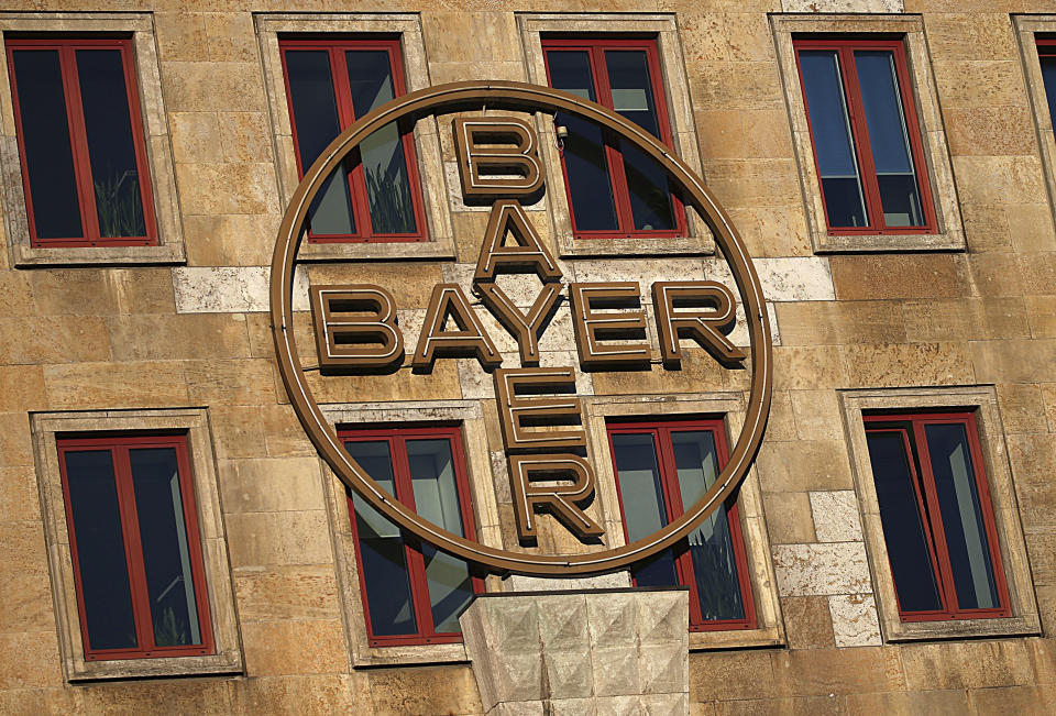 The logo of the Bayer company displayed at a company's building in Leverkusen, Germany, Wednesday, Feb. 27, 2019. ( Oliver Berg/dpa via AP)