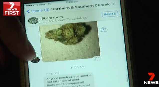 One user has marijuana for sale. Source: 7 News