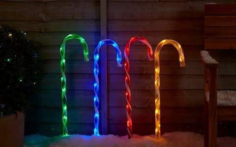 Static Candy Cane Stake Lights - Credit: B&amp;Q