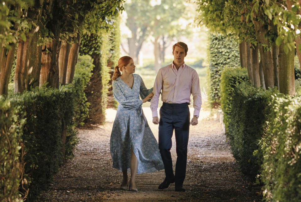 Ellie Bamber as Princess Bea and Nicholas Galitzine as Prince Henry in Prime Video’s Red, White & Royal Blue. (Jonathan Prime / Prime Video)