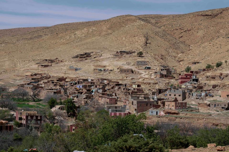 A view of homes which were destroyed by the earthquake in Atlas mountain village of Anerni, near Marrakech (AP)