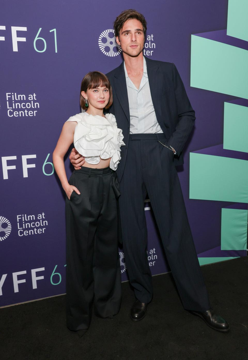 Costars Cailee Spaeny (left) and Jacob Elordi attend the premiere for "Priscilla" at Alice Tully Hall during the New York Film Festival on Oct. 6, 2023, in New York.